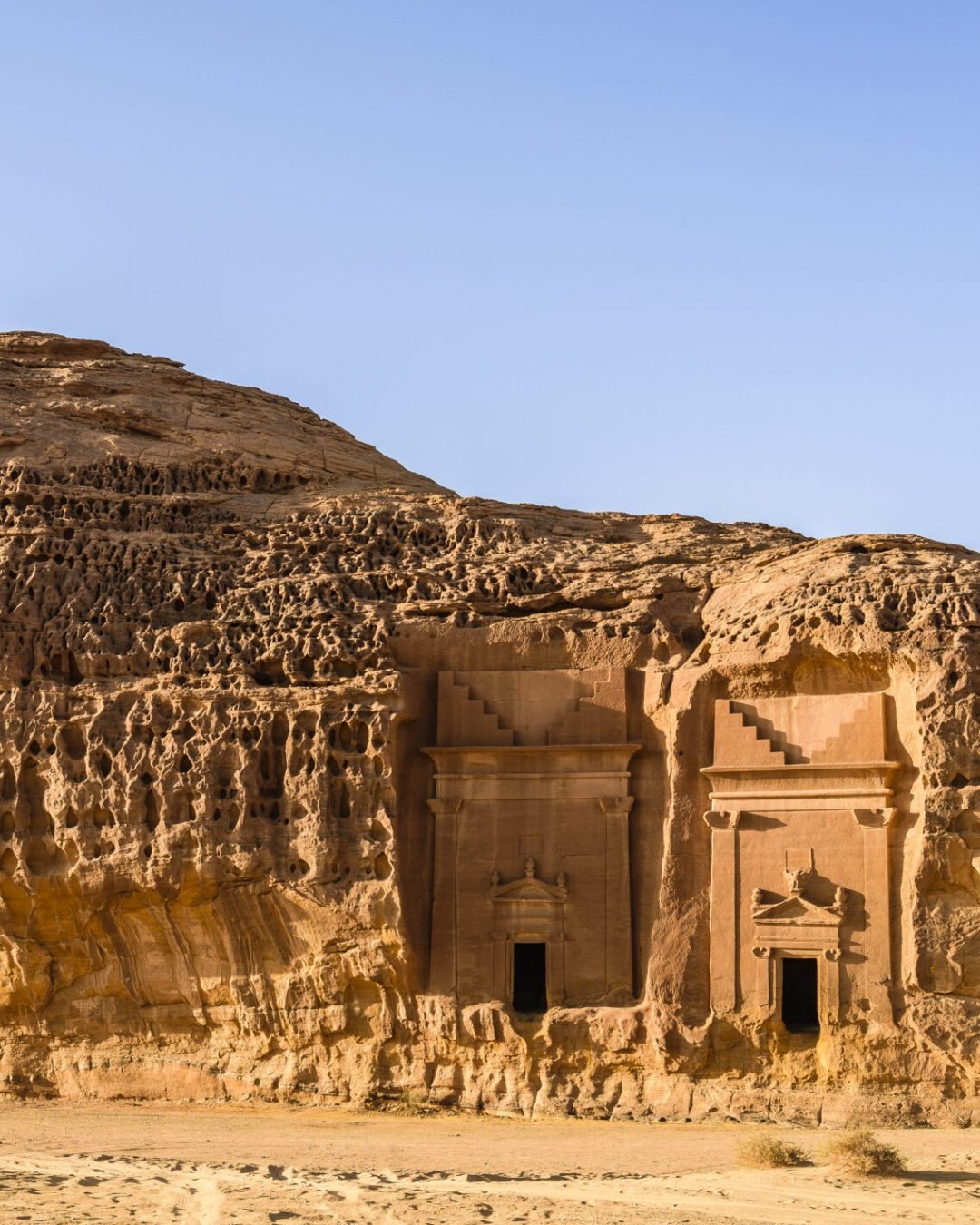 Hegra, also known as Madain Salih, or Al-?ijr, archaeological site, Nabatean carved rock cave tombs